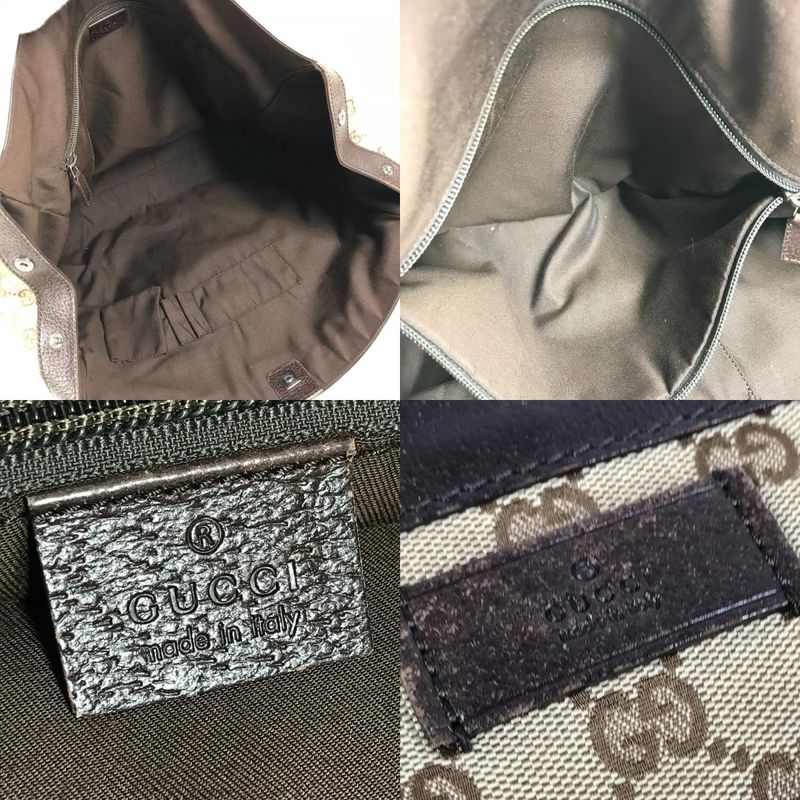 Gucci Shoulder Bag GG Logo Canvas Leather Beige — view 8