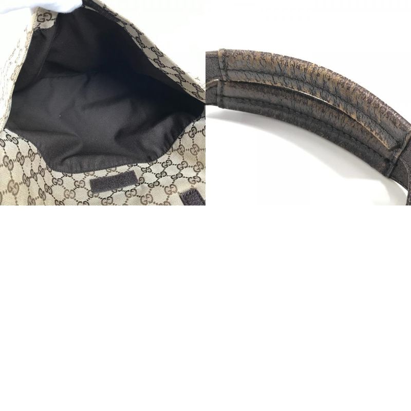 Gucci Shoulder Bag GG Logo Canvas Leather Beige — view 9