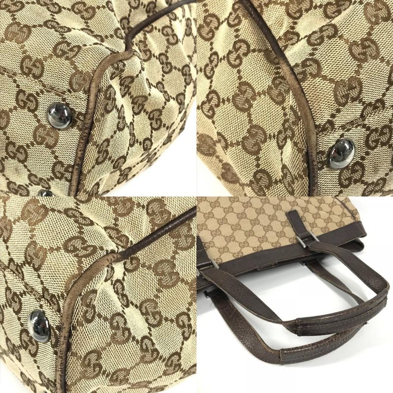 Gucci Shoulder Bag GG Logo Canvas Leather Beige — view 7