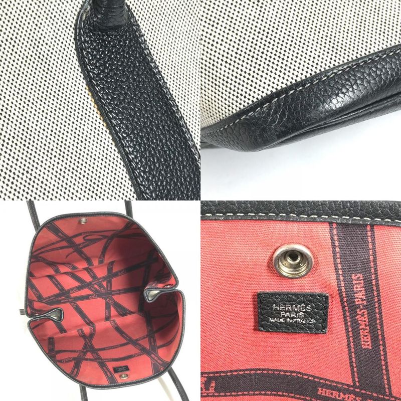 Hermes Tote Bag Garden Party PM Toile Ash Black — view 8