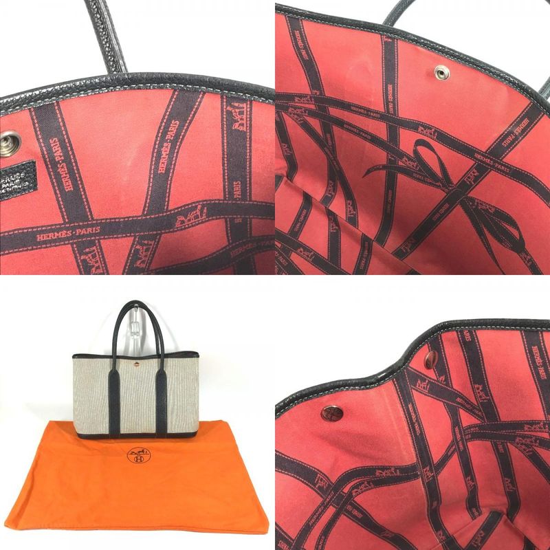 Hermes Tote Bag Garden Party PM Toile Ash Black — view 9