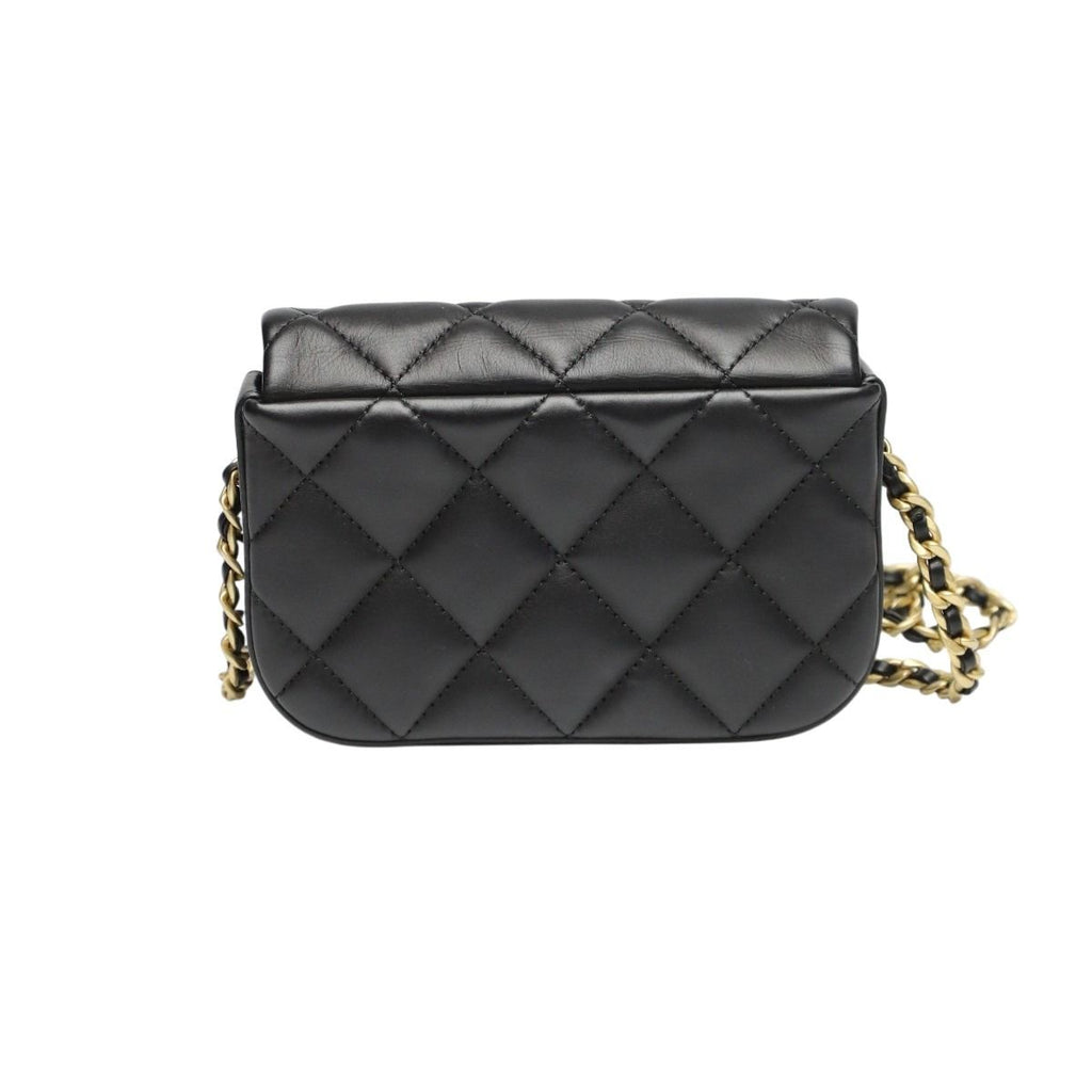 Chanel As2011 Lambskin Chain Shoulder Bag Quilted Black — view 2
