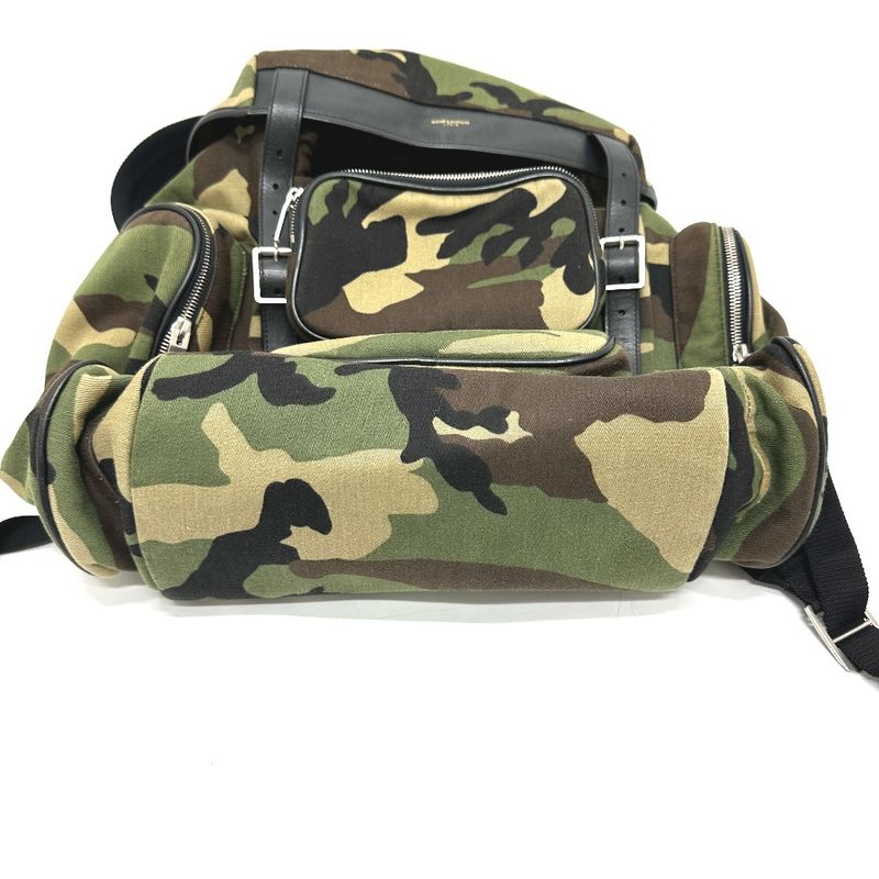 Saint Laurent Paris Backpack Multi Pockets Camouflage Canvas Leather — view 3
