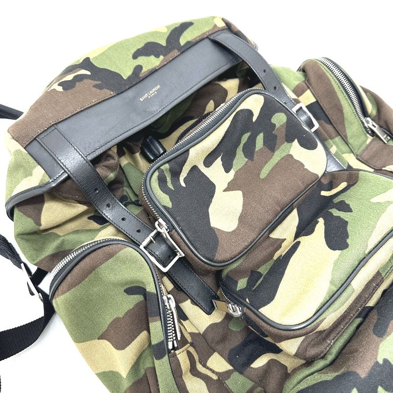 Saint Laurent Paris Backpack Multi Pockets Camouflage Canvas Leather — view 6