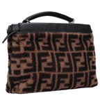 Fendi 7 Va422 pea Curve Fit Mini Zucca Pattern Shearling Leather Shoulder Bag — view 2