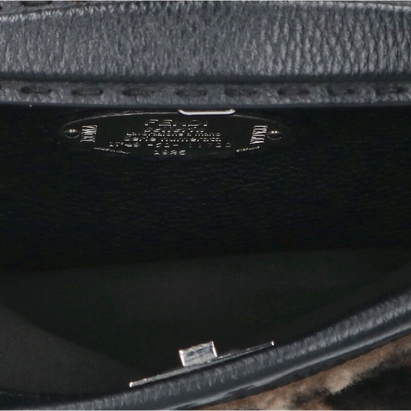 Fendi 7 Va422 pea Curve Fit Mini Zucca Pattern Shearling Leather Shoulder Bag — view 3