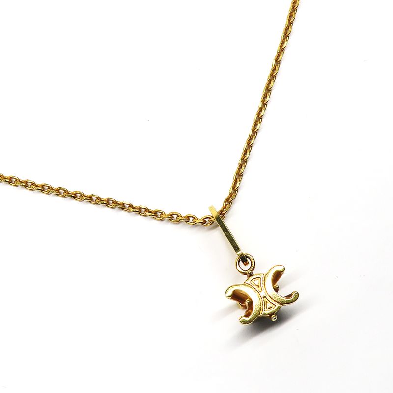 Celine Triomphe Solitaire Necklace Gold Finish Brass Accessory — view 4