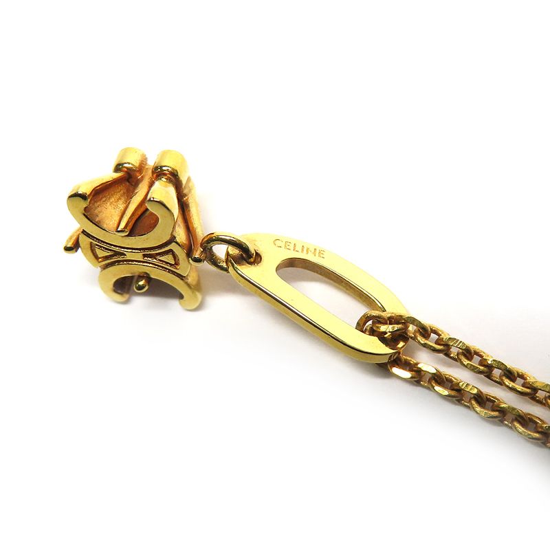 Celine Triomphe Solitaire Necklace Gold Finish Brass Accessory — view 7