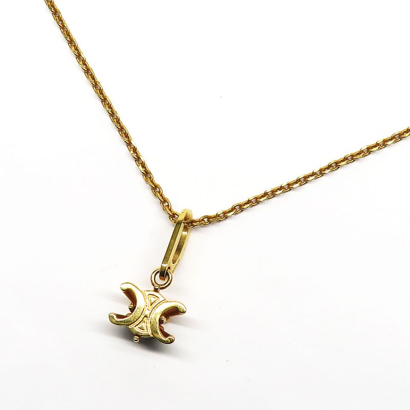 Celine Triomphe Solitaire Necklace Gold Finish Brass Accessory — view 3
