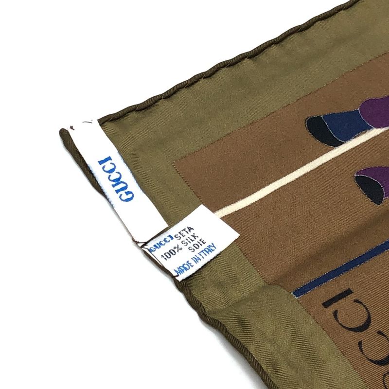 Gucci Scarf Jockey Motif Silk Brown — view 3