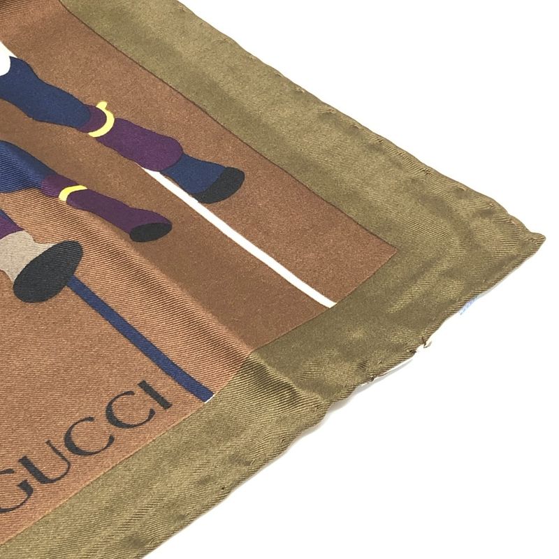 Gucci Scarf Jockey Motif Silk Brown — view 6