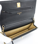 Chanel Chain Wallet Shoulder Bag Quilted Black Leather Coco — view 6