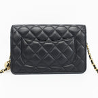 Chanel Chain Wallet Shoulder Bag Quilted Black Leather Coco — view 3