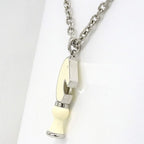 Hermes Necklace Cavalier Metal Silver SV White Accessories — view 4