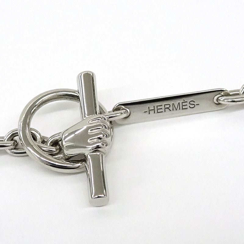 Hermes Necklace Cavalier Metal Silver SV White Accessories — view 8