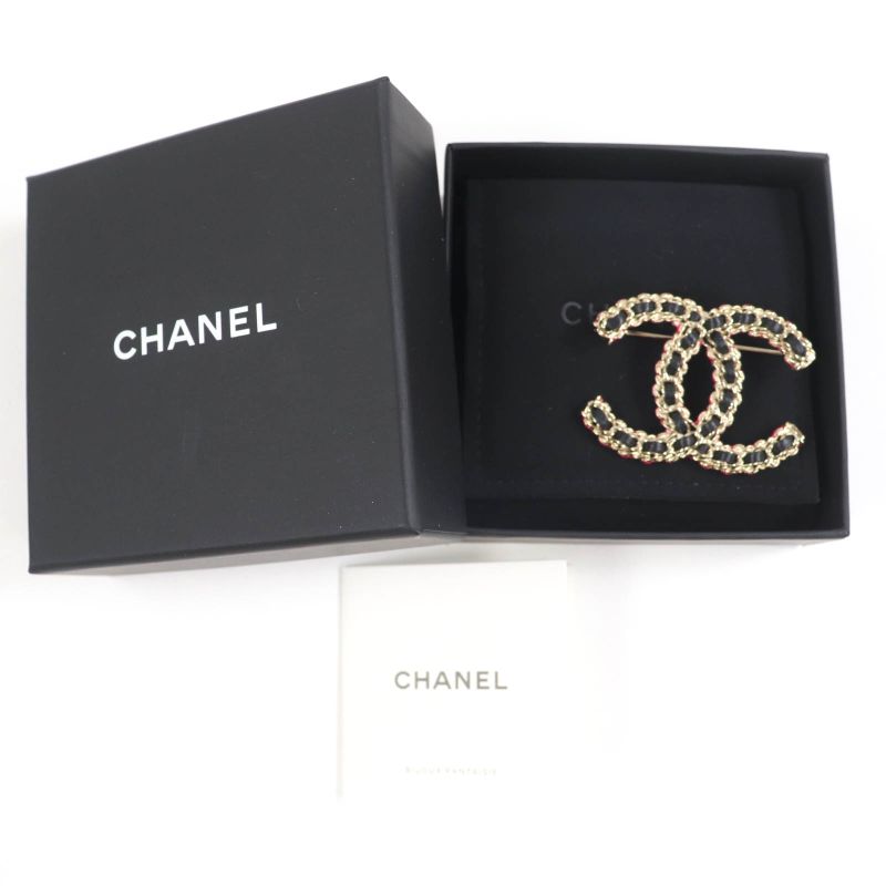 Chanel B23 B Brooch Gold Black Pink And Storage Bag — view 3