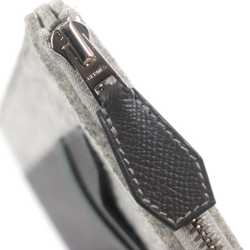 Hermes TOO DOO 29 Felt Vaux Epson Leather Silver Hardware Flat Pouch — view 6