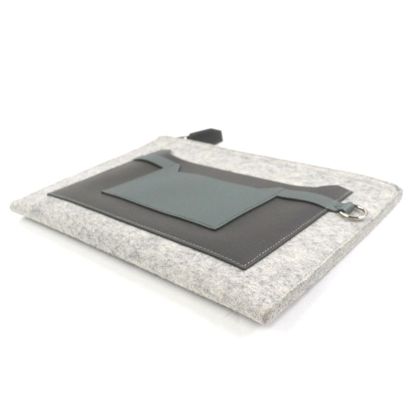 Hermes TOO DOO 29 Felt Vaux Epson Leather Silver Hardware Flat Pouch — view 4