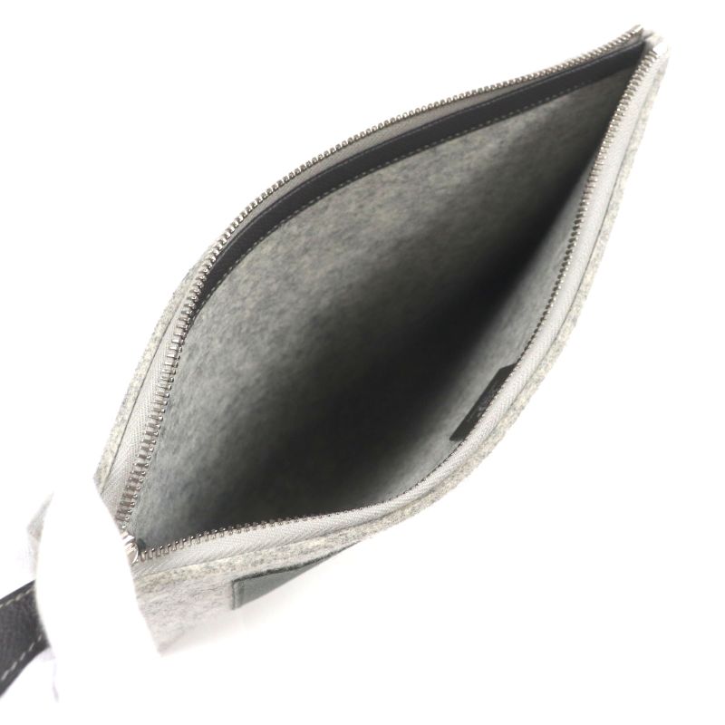 Hermes TOO DOO 29 Felt Vaux Epson Leather Silver Hardware Flat Pouch — view 5