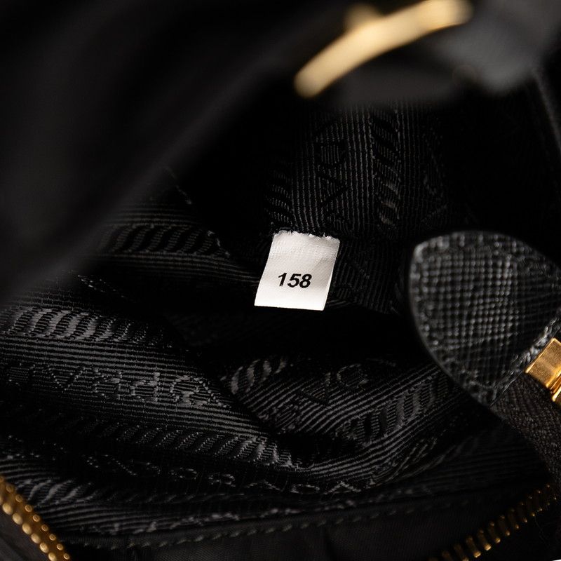 Prada Triangle Logo Plate Shoulder Bag 2-Way 1 Bg308 Black Nylon Leather — view 6