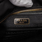 Prada Triangle Logo Plate Shoulder Bag 2-Way 1 Bg308 Black Nylon Leather — view 5