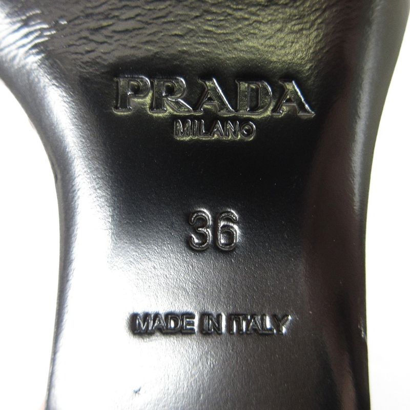 Prada Cross Strap Leather Sandals 36 Gold Color Black — view 8