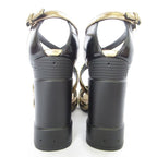 Prada Cross Strap Leather Sandals 36 Gold Color Black — view 3