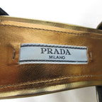 Prada Cross Strap Leather Sandals 36 Gold Color Black — view 6