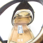 Prada Cross Strap Leather Sandals 36 Gold Color Black — view 9