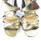 Prada Cross Strap Leather Sandals 36 Gold Color Black — view 4