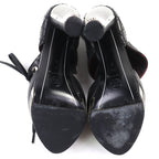 Chanel Coco Mark Quilted Lace Up Leather Pumps Black Silver 36 — view 7