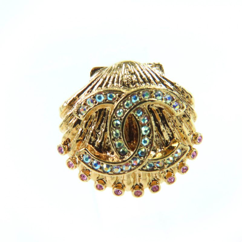 Chanel G23 C Coco Mark Shell Design Earrings With Rhinestones — view 7