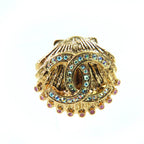 Chanel G23 C Coco Mark Shell Design Earrings With Rhinestones — view 7