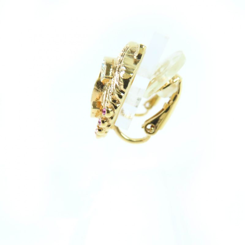 Chanel G23 C Coco Mark Shell Design Earrings With Rhinestones — view 4