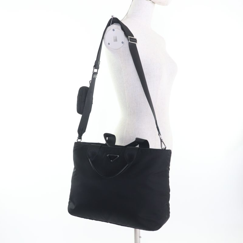Prada 1 Bg867 re-nylon With Pouch And Shoulder Triangle Logo Leather Use 2-Way — view 5