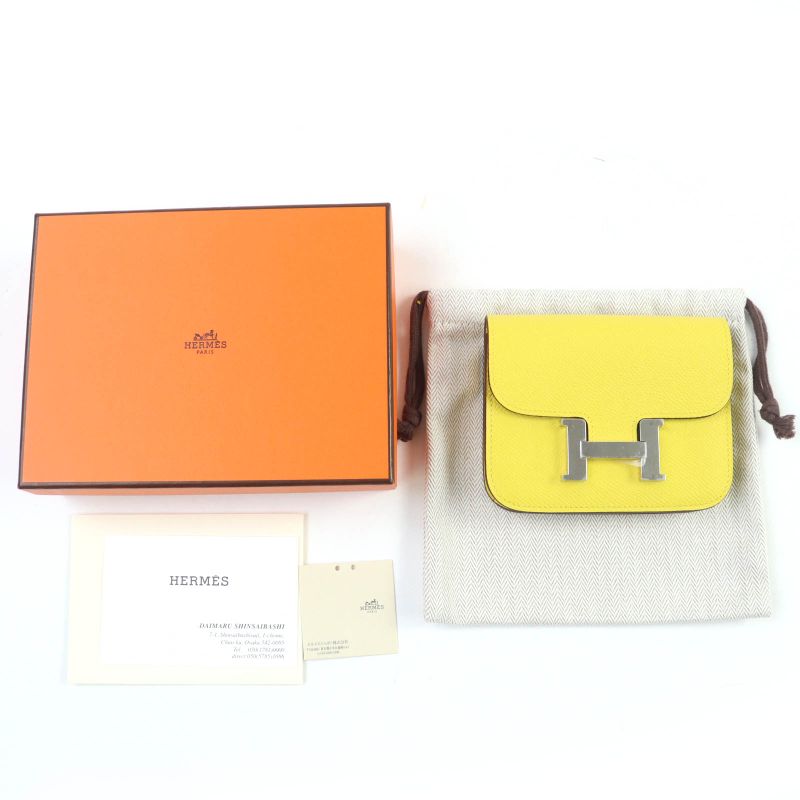 Hermes Constance Slim Vaux Epson Jeanne Naples Silver Hardware Compact Wallet — view 2