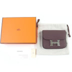 Hermes Constance Slim Vaux Epson Havana Silver Hardware Compact Wallet Engraved — view 2