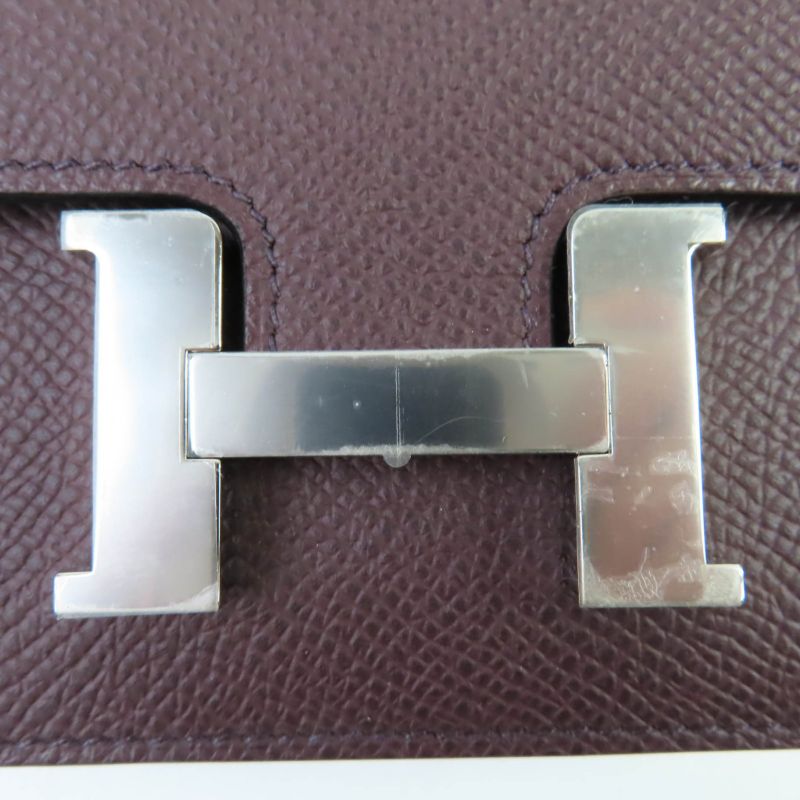 Hermes Constance Slim Vaux Epson Havana Silver Hardware Compact Wallet Engraved — view 9