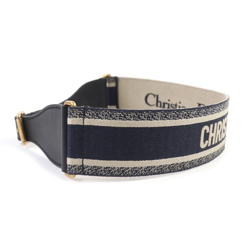 Christian Dior Canvas Logo Embroidery Leather Combi Belt — view 5