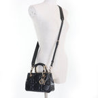 Christian Dior Cannage Lady 95.22 Mini Lambskin 2-Way Shoulder Bag Black — view 9