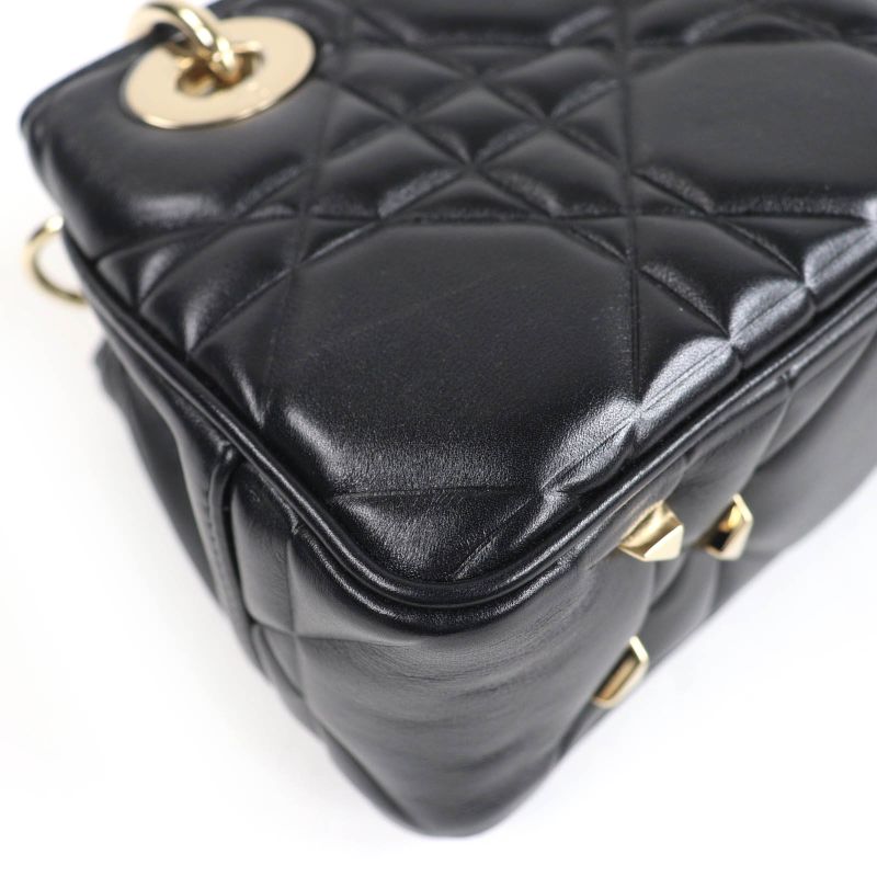 Christian Dior Cannage Lady 95.22 Mini Lambskin 2-Way Shoulder Bag Black — view 7