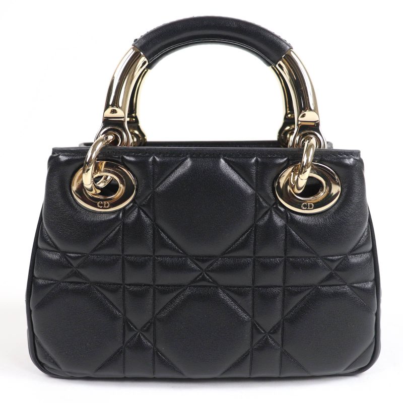 Christian Dior Cannage Lady 95.22 Mini Lambskin 2-Way Shoulder Bag Black — view 3