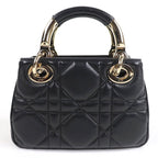 Christian Dior Cannage Lady 95.22 Mini Lambskin 2-Way Shoulder Bag Black — view 3