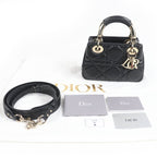Christian Dior Cannage Lady 95.22 Mini Lambskin 2-Way Shoulder Bag Black — view 2