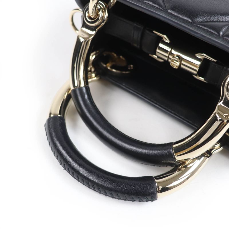 Christian Dior Cannage Lady 95.22 Mini Lambskin 2-Way Shoulder Bag Black — view 6