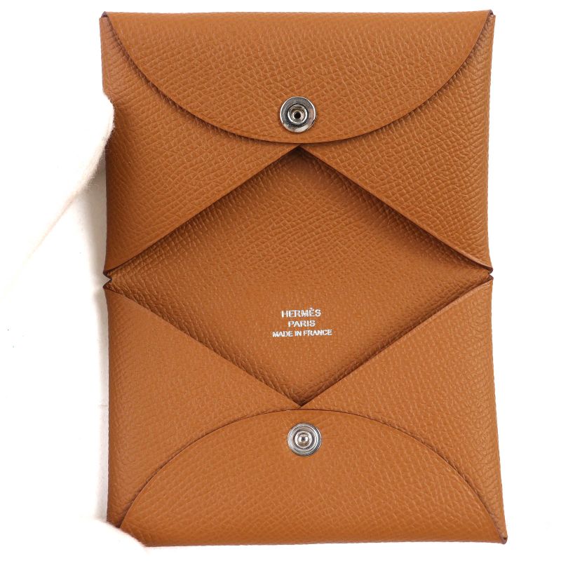 Hermes Calvi Vaux Epson Gold Silver Hardware Card Case Business Holder — view 7