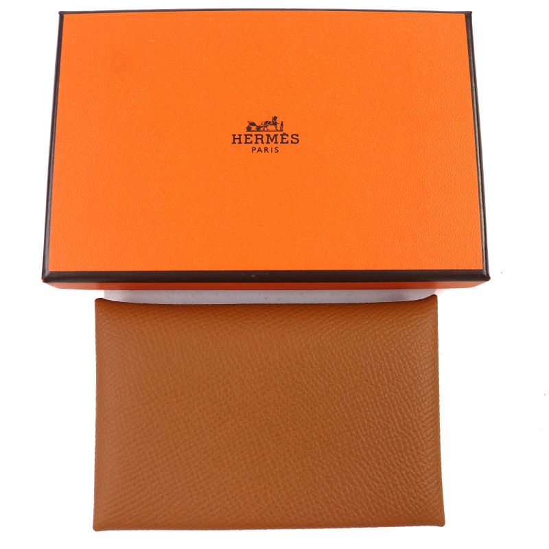 Hermes Calvi Vaux Epson Gold Silver Hardware Card Case Business Holder — view 3