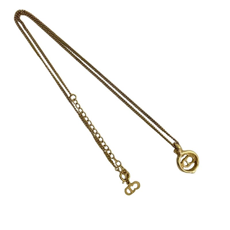 Christian Dior CD Logo Motif Chain Necklace Pendant Accessory Gold 125-6 — view 6