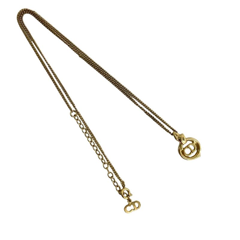 Christian Dior CD Logo Motif Chain Necklace Pendant Accessory Gold 125-6 — view 5
