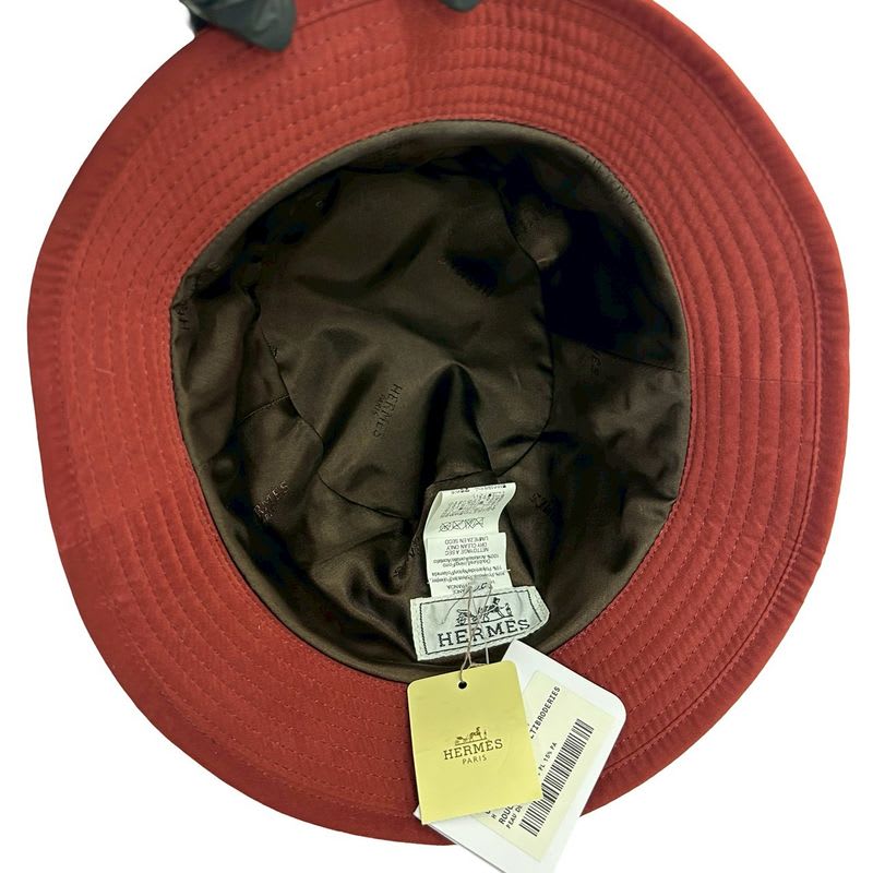 Hermes Bucket Hat Embroidery Polyester Nylon Acetate Accessory Red 29775 — view 7